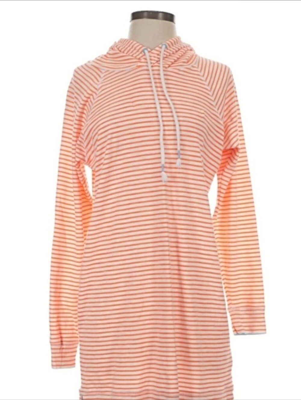 Southern Tide Orange White Striped Hoodie Terry Cloth Beach Swim Cover Up Tunic